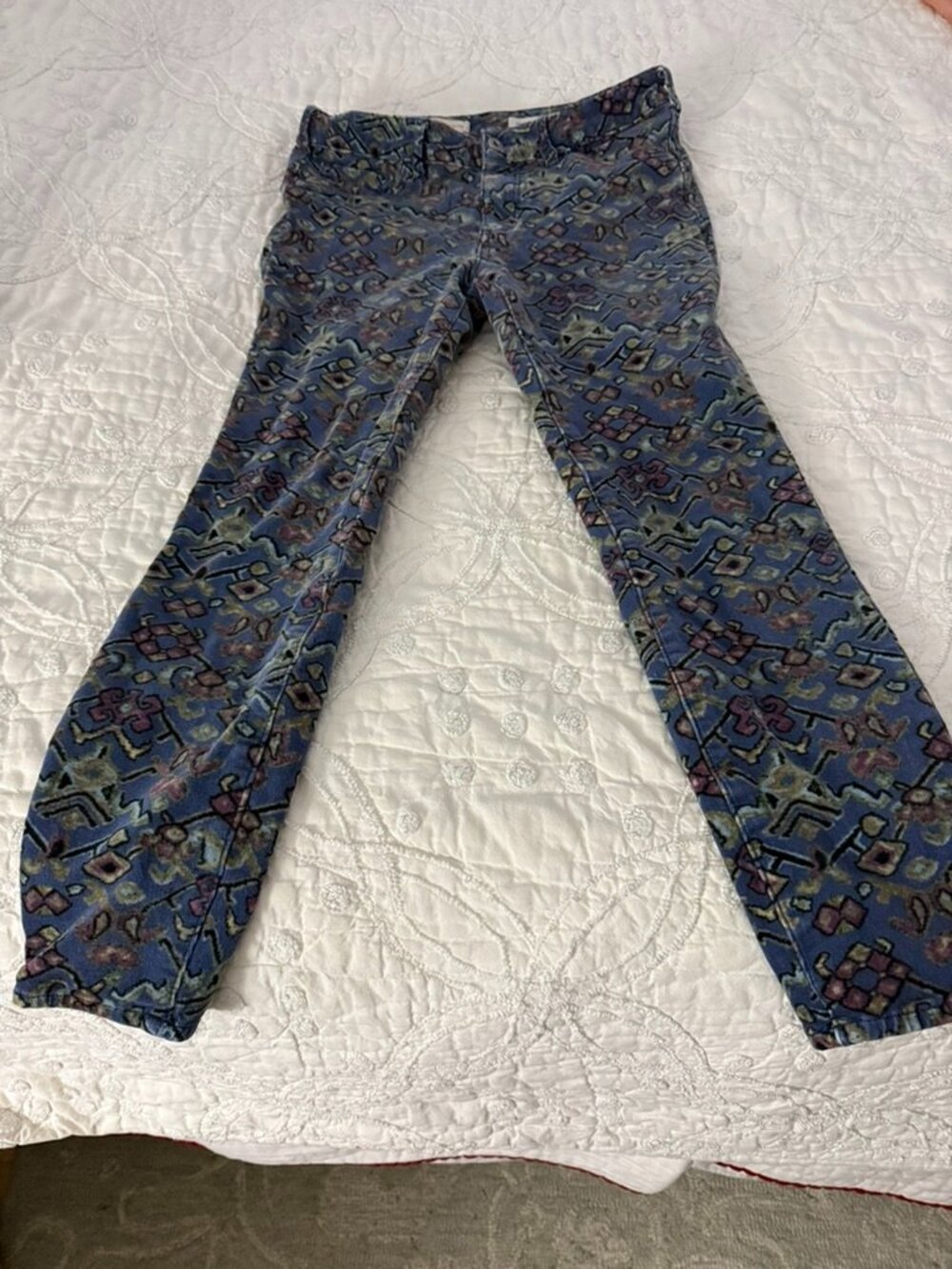 Pilcro Anthropologie High-Rise Skinny Printed Pants Blue Floral Size 28